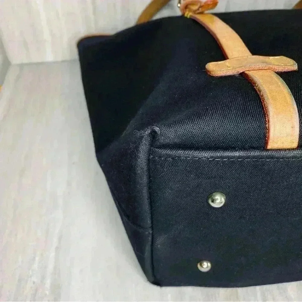 Dooney & Bourke Vintage Black Canvas Leather Trimmed Tote